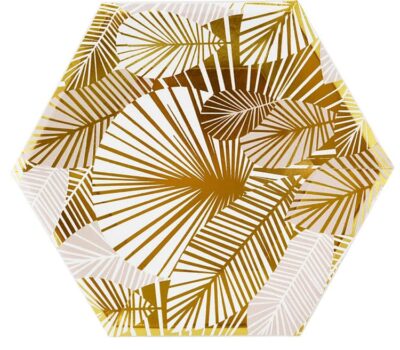 Тарелки фигурные "Листья Золото" с золотой печатью / многогранник