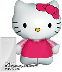 Шар (26''/66 см) Фигура, Hello Kitty, Котенок с бантиком, Розовый, 1 шт. в упак.