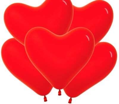 Сердце (11"30см) Красный Пастель / Red, 100 шт