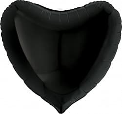 Шар Фольгированный (36''/91 см) Сердце, Черный, 1 шт.