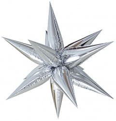 Шар (26"/66 см) Фигура, Звезда составная, Серебро, 1 шт.