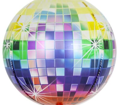 Шар К (24''/61 см) Сфера 3D, Сверкающее диско, Разноцветный, Градиент, 1 шт.