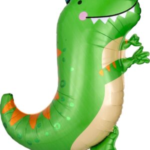 Шар (29''/74 см) Фигура, Динозавр в колпачке, Зеленый, 1 шт.