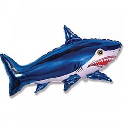 Шар (42"/107 см) Фигура, Страшная акула, Синий, 1 шт.