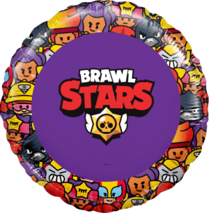 Шар (18''/46 см) Круг, Brawl Stars, Команда бойцов, дизайн №1, Фиолетовый, 1 шт. в упак.