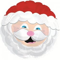 шар (9''/23 см) Мини-круг, Голова Деда Мороза, Красный, 1 шт.