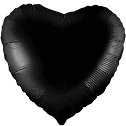 Шар (19"/48 см) Сердце, Черный, 1 шт