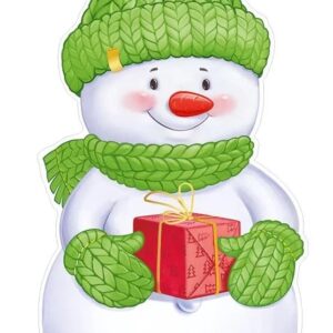 Плакат Снеговичок с подарком, 32*44 см, 1 шт.