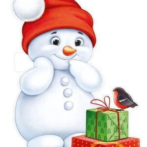 Плакат Снеговик с подарками, 32*44 см, 1 шт.