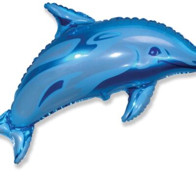 Фольгированный шар (37''/94 см) Фигура, Дельфин фигурный, Синий, 1 шт.