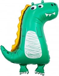Шар с клапаном (16''/41 см) Мини-фигура, Динозаврик, Зеленый, 1 шт.