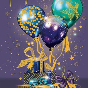 Открытка, С Прекрасным Днем Рождения (шары и подарки), Фиолетовый, Металлик, 12*18 см, 1 шт.