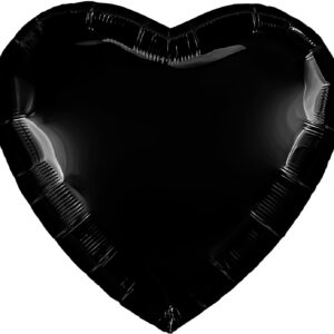 Шар (36''/91 см) Сердце, Черный блеск, 1 шт. в уп.