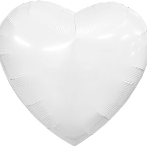 Шар (36''/91 см) Сердце, Белый, 1 шт. в уп.