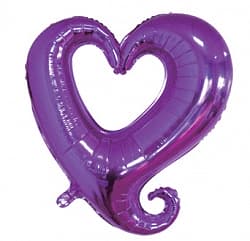 Шар (36''/91 см) Сердце, Вензель, Фиолетовый, 1 шт.