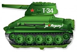 Шар (31"/79 см) Фигура, Танк Т-34, Зеленый, 1 шт.