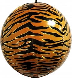 Шар К (22''/56 см) Сфера 3D, Анималистика, Пятнистый окрас, Тигр, 1 шт.