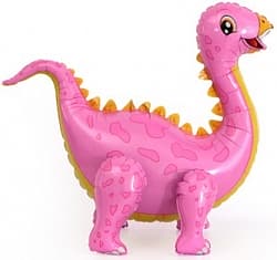 Шар (39"/99 см) Ходячая Фигура, Динозавр Стегозавр, Розовый, 1 шт. в упак.