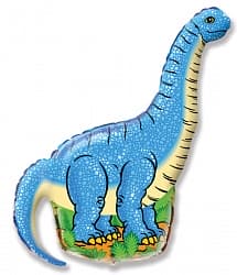 Шар (43"/109 см) Фигура, Динозавр Диплодок, Синий, 1 шт.