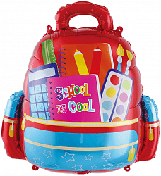 Шар (24''/61 см) Фигура, Школьный рюкзак, Красный, 1 шт.