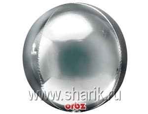 Шар А (16"/40 см) 3D СФЕРА Б/РИС Металлик Silver