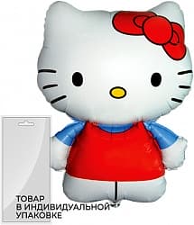 Шар (26''/66 см) Фигура, Hello Kitty, Котенок с бантиком, Голубой, 1 шт. в упак.