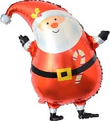 Шар (14''/36 см) Мини-фигура, Дед Мороз в красном колпачке, 1 шт