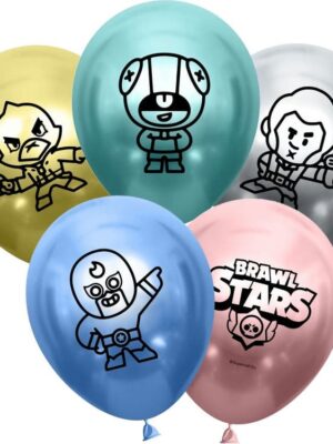 Шар (12''/30 см) Brawl Stars, Ассорти, хром, 2 ст, 25 шт.