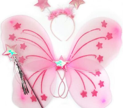 Карнавальный набор (крылья, ободок, волшебная палочка) Фея Звездочка, Розовый, с блестками, 1 шт.