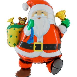 Шар (30''/76 см) Фигура, Забавный Дед Мороз, Красный, 1 шт.