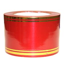 Лента (8 см*50 м) Золотая полоска, Красный, 1 шт.