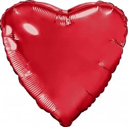 Шар мини-сердце с клапаном (9''/23 см) , Красный