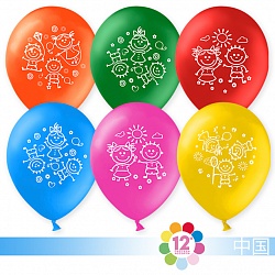 Воздушный шар (12"/30 см) Детство, Ассорти, пастель, 2 ст, 50 шт.