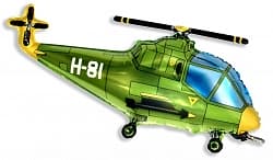 Шар (38"/97 см) Фигура, Вертолет, Зеленый, 1 шт.
