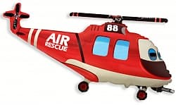 Шар (38"/97 см) Фигура, Вертолет-Спасатель, Красный, 1 шт.