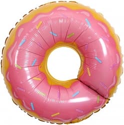 Шар (27"/69 см) Фигура, Пончик, Розовый, 1 шт.
