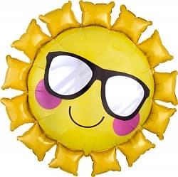 Шар (31"/79 см) Фигура, Солнце в солнечных очках, Желтый, 1 шт.