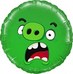 Шар (18"/46 см) Круг, Angry Birds, Зеленый, 1 шт.