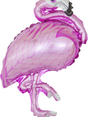 Шар с клапаном (17''/43 см) Мини-фигура, Фламинго, Розовый, 1 шт.