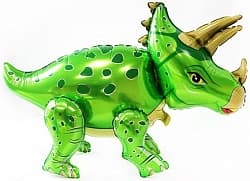 Шар (36"/91 см) Ходячая Фигура, Динозавр Трицератопс, Зеленый, в уп.1 шт.