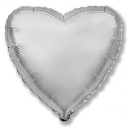 Воздушный шар без рисунка (9''/23 см) Мини-сердце, Серебро, 1 шт.