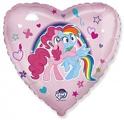 Шар (18"/46 см) Сердце, My Little Pony, Лошадки Пинки Пай и Радуга, Розовый, 1 шт.