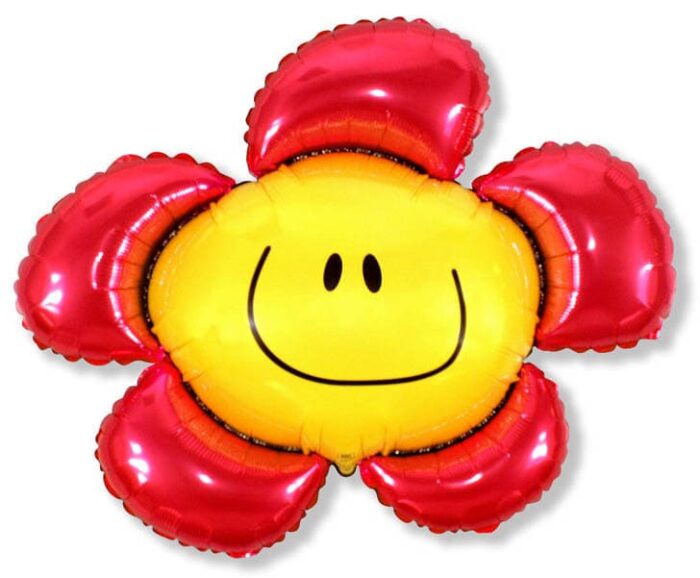 Шар (15''/38 см) Мини-цветок, Солнечная улыбка, Красный, 1 шт.