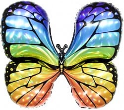 Шар (31''/79 см) Фигура, Радужная бабочка, Голография, 1 шт.(не используем)