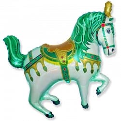 Шар (39''/99 см) Фигура, Цирковая лошадка, Зеленый, 1 шт.
