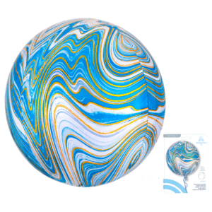 Шар Сфера 3D 16"/40 см Голубой Мрамор в упаковке / Blue Marblez Orbz