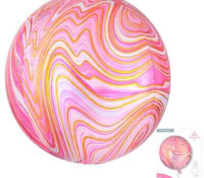 Шар Сфера 3D 16"/40 см Розовый Мрамор в упаковке / Pink Marblez Orbz