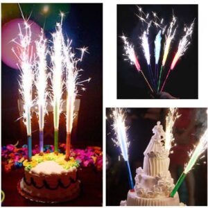 Свеча Фонтан для торта, Цветное пламя, Разноцветный, 10 см, 4 шт.