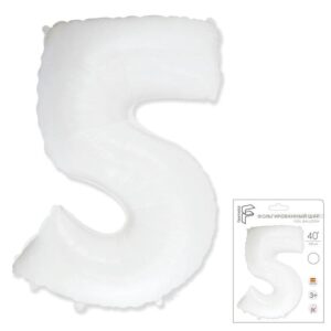 Цифра "5" Белая в упаковке / Five (без металлизации)
