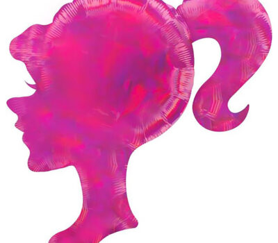 Шар (28''/71 см) Фигура, Профиль девушки, Розовый, Голография, 1 шт.